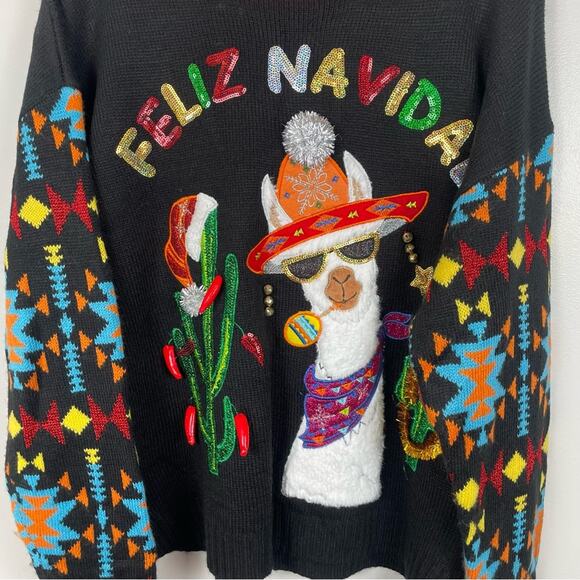 HOLIDAY Feliz Navidad Llama Sweater- Girls Large - Picture 2 of 6
